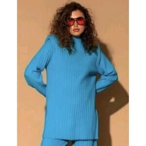 Dressed in LALA New Era Luxe Knit Sweater Size Small Blue Ribbed